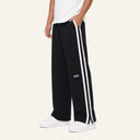 Waffle Stripe Sweatpants Black - angled front
