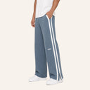 Waffle Stripe Sweatpants Light Blue - angled front