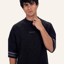 Lounge Oversized Tee Black x Grey - front detail
